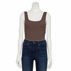 Women's Nine West Rib Scoopneck Tank Bodysuit -Nine West shop 5288302 Abe Brown