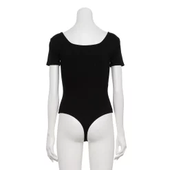 Women's Nine West Rib Short Sleeve Squareneck Bodysuit -Nine West shop 5290693 ALT2