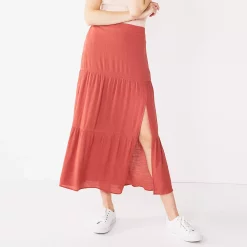 Women's Nine West Crosshatch Tiered Maxi Skirt -Nine West shop 5330209 Mauve Jewel