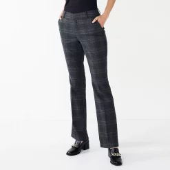Women's Nine West Curvy Magic Waist Barely Bootcut Dress Pants -Nine West shop 5500437 Dark Char Plaid