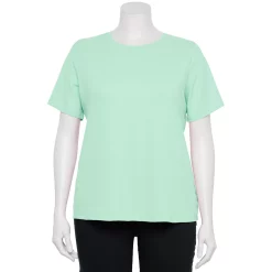 Plus Size Nine West Essential Crewneck Tee -Nine West shop 5525951 Glowlight Green Rib