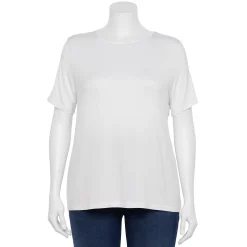 Plus Size Nine West Essential Crewneck Tee -Nine West shop 5525951 Modern White