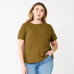 Plus Size Nine West Essential Crewneck Tee -Nine West shop 5525951 Olive