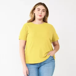 Plus Size Nine West Essential Crewneck Tee -Nine West shop 5525951 Santa Cruz Yellow