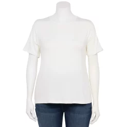 Plus Size Nine West Essential Crewneck Tee -Nine West shop 5525951 White Knight