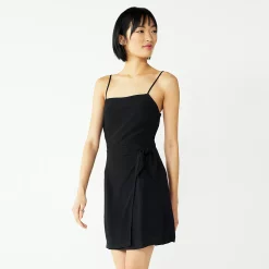 Women's Nine West Side-Tie Faux Wrap Mini Dress -Nine West shop 5532368 Mineral Black