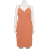 Plus Size Nine West Surplice Midi Dress 1 Plus Size Nine West Surplice Midi Dress -Nine West shop 5540018 Pecan Crust