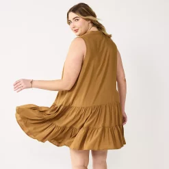 Plus Size Nine West Sleeveless Button-Front Tiered Drop Waist Dress -Nine West shop 5541789 ALT