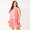 Plus Size Nine West Sleeveless Button-Front Tiered Drop Waist Dress -Nine West shop 5541789 Cruz Coral