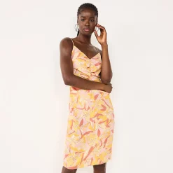 Women's Nine West Strappy Ruched Midi Dress -Nine West shop 5551982 Abstract Plumeria