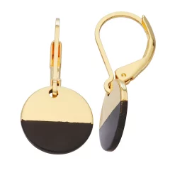 Nine West Enamel-Dipped Circle Drop Earrings -Nine West shop 5557656 Gold Tone Black