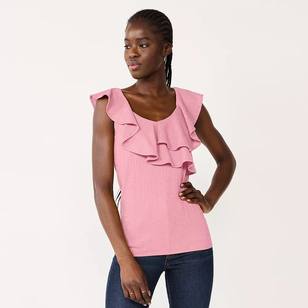 Women's Nine West Tiered Flutter Sleeveless Top 7 Women's Nine West Tiered Flutter Sleeveless Top - Image 5