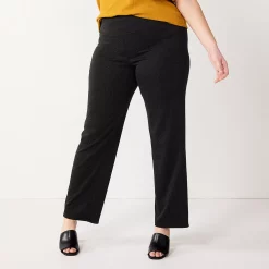 Plus Size Nine West Slimming High-Waisted Bootcut Pants -Nine West shop 5563395 Charcoal Herringbone