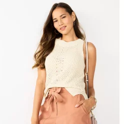 Women's Nine West High-Neck Cutaway Sweater Tank -Nine West shop 5566564 Lemon Frost