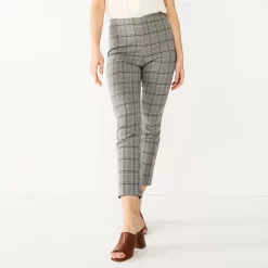 Women's Nine West Side Zip High-Waisted Skinny Ankle Pants -Nine West shop 5570619 Grey Tan Plaid