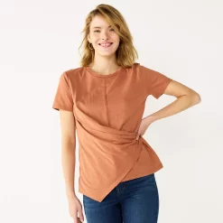 Women's Nine West Asymmetric Short Sleeve Crewneck Top