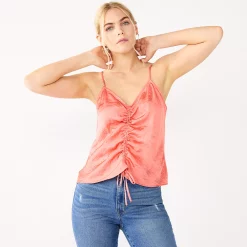 Women's Nine West Ruched Drawstring Front Tank -Nine West shop 5576995 Cruz Coral