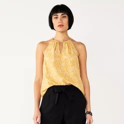 Women's Nine West High Neck Keyhole Tank -Nine West shop 5577411 Gold Ikat Dot