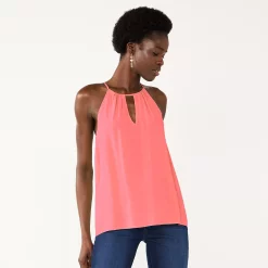 Women's Nine West High Neck Keyhole Tank -Nine West shop 5577411 Simply Coral