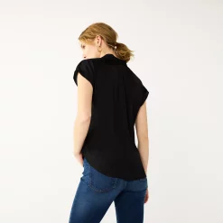 Women's Nine West Short Sleeve Easy Lapel Shirt -Nine West shop 5577441 ALT