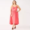 Plus Size Nine West Twist-Front High-Low Midi Dress -Nine West shop 5578131 Sicily Tomato