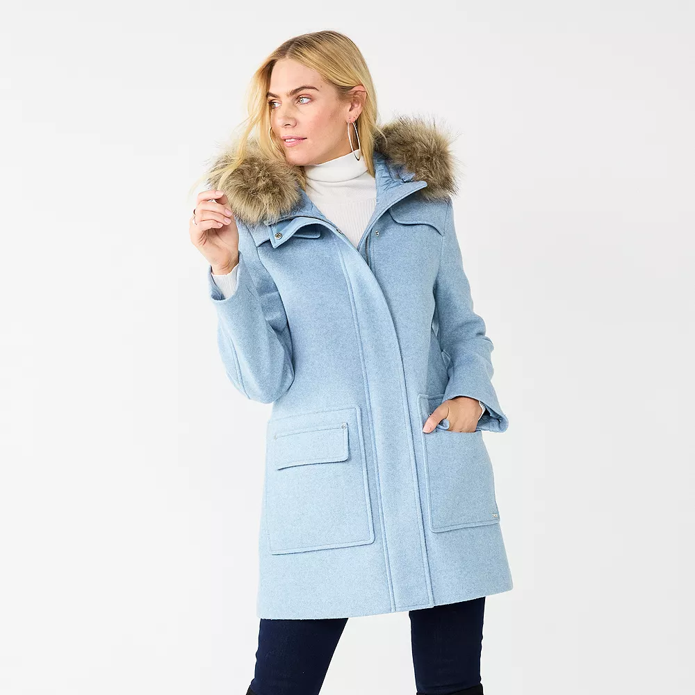 Women's Nine West Faux-Fur Hood Quilted Duffle Coat 4 Women's Nine West Faux-Fur Hood Quilted Duffle Coat - Image 2