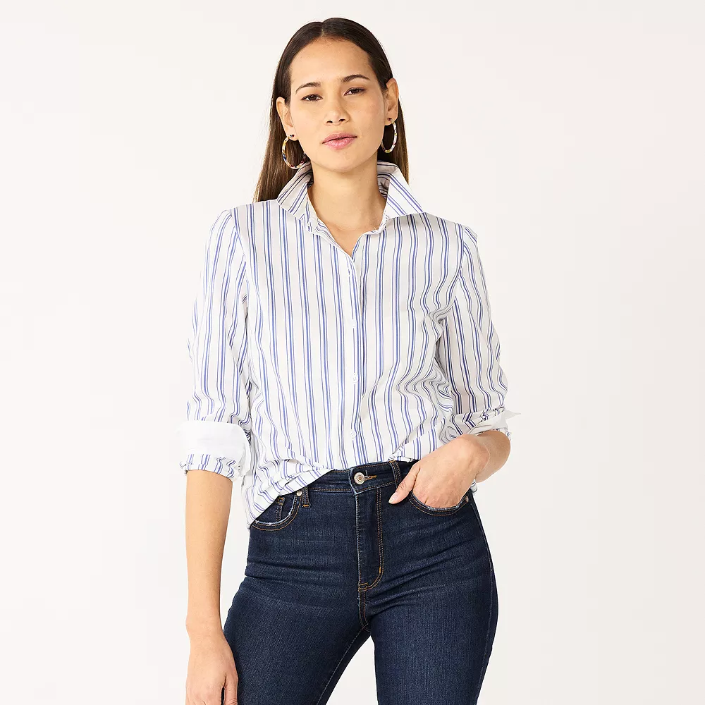 Petite Nine West Long Sleeve Structured Shirt 5 Petite Nine West Long Sleeve Structured Shirt - Image 3