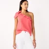 Women's Nine West One-Shoulder Ruffle Neck Top -Nine West shop 5580827 Sicily Tomato