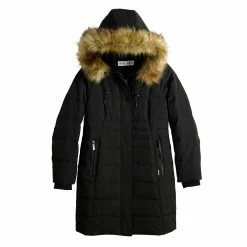 Women's Nine West Faux-Fur Hood Puffer Jacket -Nine West shop 5582728 ALT5