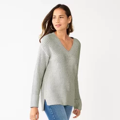 Women's Nine West Stitch Front V-Neck Sweater 21 Women's Nine West Stitch Front V-Neck Sweater -Nine West shop 5585833 Grey Fox Heather