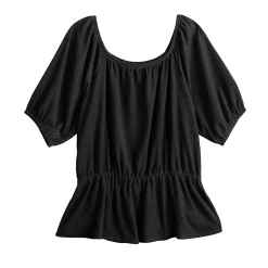 Women's Nine West Puff Sleeve Square Neck Peplum Top -Nine West shop 5594992 ALT5
