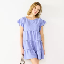 Women's Nine West Tiered Dolman-Sleeve Babydoll Dress 6 Women's Nine West Tiered Dolman-Sleeve Babydoll Dress -Nine West shop 5613649 Kelly Lavendar