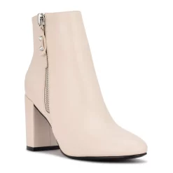 Nine West Trike Women's Block Heel Ankle Boots -Nine West shop 5625101 Ivory