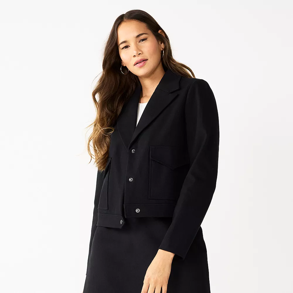 Women's Nine West Cropped Trucker Jacket 3 Women's Nine West Cropped Trucker Jacket