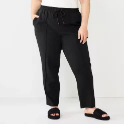 Plus Size Nine West Twill Pintuck Jogger Pants