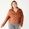 Plus Size Nine West Faux-Leather Moto Jacket