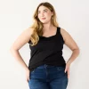 Plus Size Nine West Sculpt Squareneck Tank -Nine West shop 5684852 Mineral Black