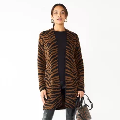 Women's Nine West Jacquard Long Cardigan -Nine West shop 5692188 Black Zebra