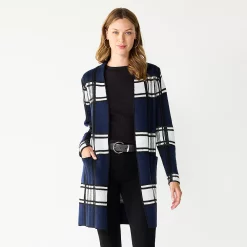 Women's Nine West Jacquard Long Cardigan -Nine West shop 5692188 Blue Plaid