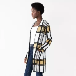 Women's Nine West Jacquard Long Cardigan -Nine West shop 5692188 Tan Plaid