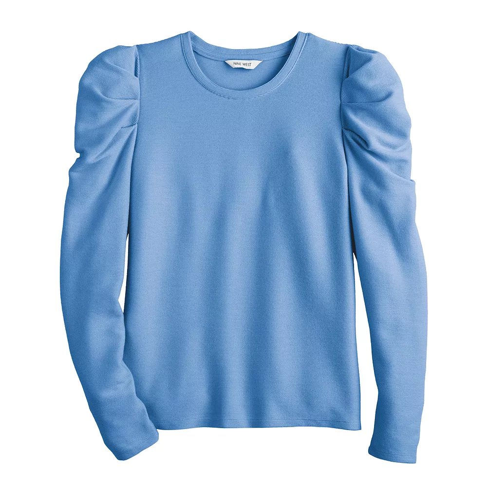 Women's Nine West Pleat Sleeve Crewneck Top 12 Women's Nine West Pleat Sleeve Crewneck Top - Image 10