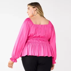 Plus Size Nine West Long Sleeve Sweetheart Peplum Top -Nine West shop 5697509 ALT