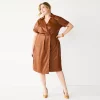 Plus Size Nine West Faux Leather Midi Dress