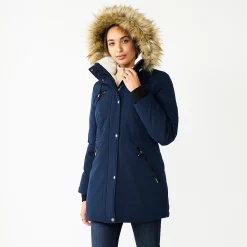 Women's Nine West Hooded Sherpa & Quilted Puffer Coat -Nine West shop 5725589 Blue
