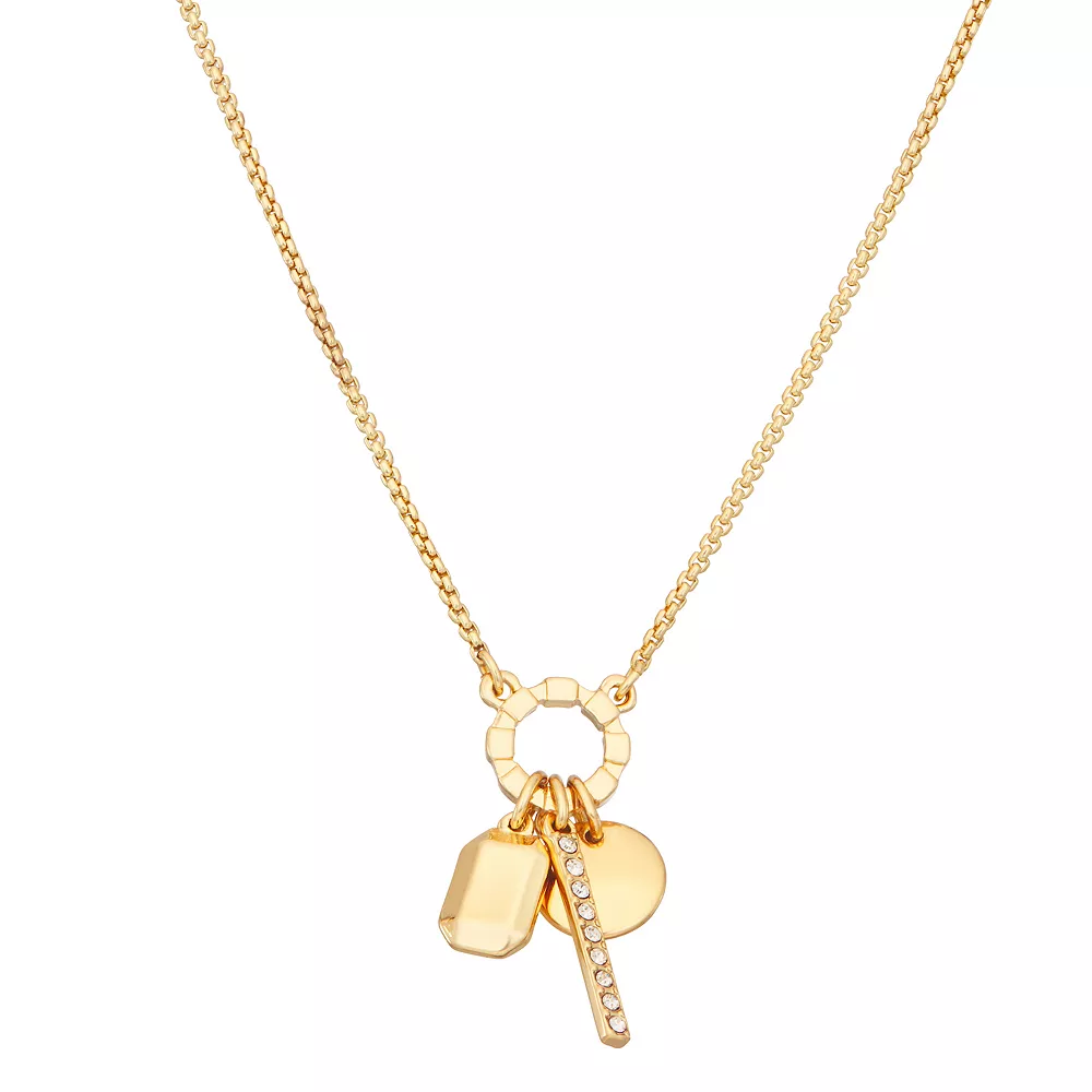 Nine West Gold Tone Simulated Crystal Charm Necklace 3 Nine West Gold Tone Simulated Crystal Charm Necklace
