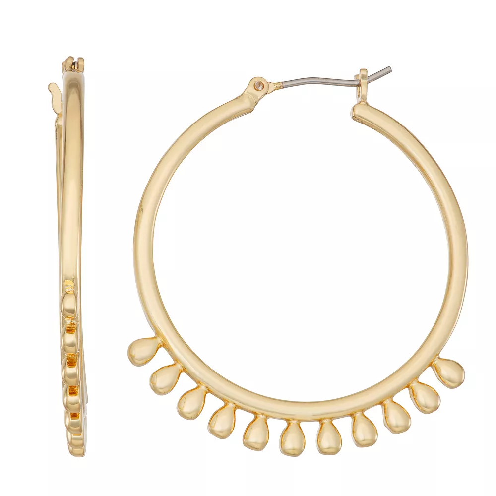 Nine West Gold Tone Shaky Click It Hoop Earrings 3 Nine West Gold Tone Shaky Click It Hoop Earrings