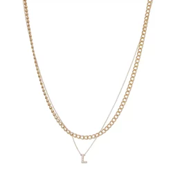 Nine West Multi-Row Initial "L" Pendant Necklace