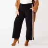 Plus Size Nine West Side-Stripe Pull-On Wide-Leg Pants -Nine West shop 5790198 Mineral Black