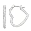 Nine West Silver Tone Twisted Heart Hoop Earrings