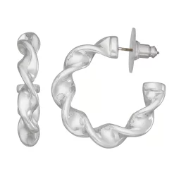Nine West Silver Tone Twisted Hoop Earrings